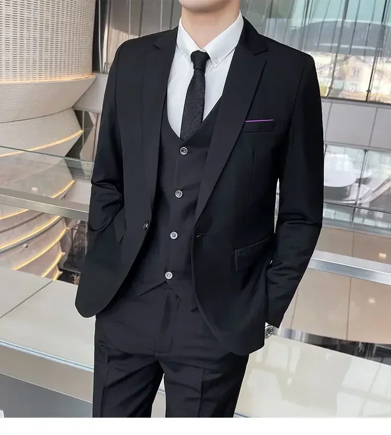 S-9XL New (Blazer+Vest+Pants) Men's Fashion Business Gentleman Professional Formal Dress Korean Version Banquet Dress Suit 6XL