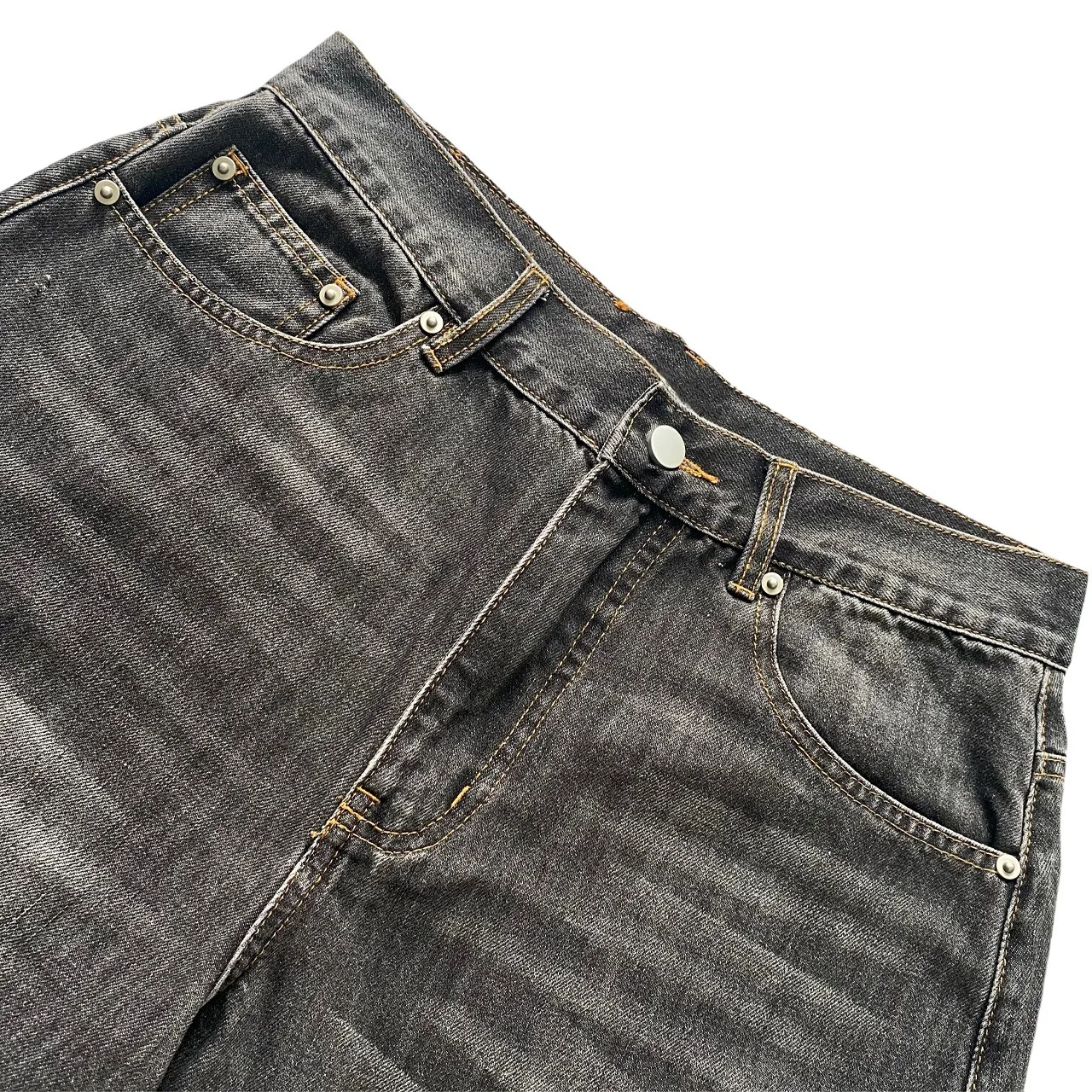 Kapital Vintage Kazuhiro Hirata Japanese Vintage Pinted Bone Loose Straight Denim Shorts for Men