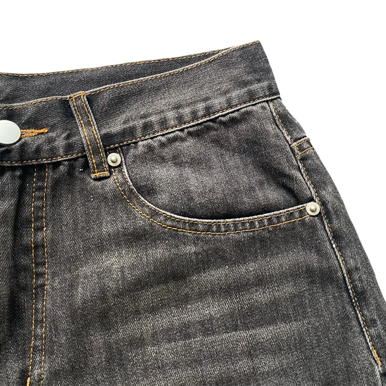 Kapital Vintage Kazuhiro Hirata Japanese Vintage Pinted Bone Loose Straight Denim Shorts for Men