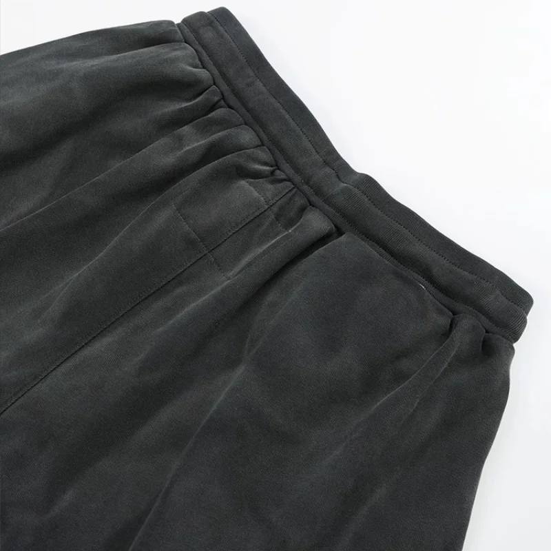 Vintage Washed 123 Print Baggy Shorts Men Streetwear Cotton Sweat Shorts