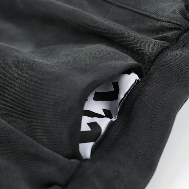 Vintage Washed 123 Print Baggy Shorts Men Streetwear Cotton Sweat Shorts