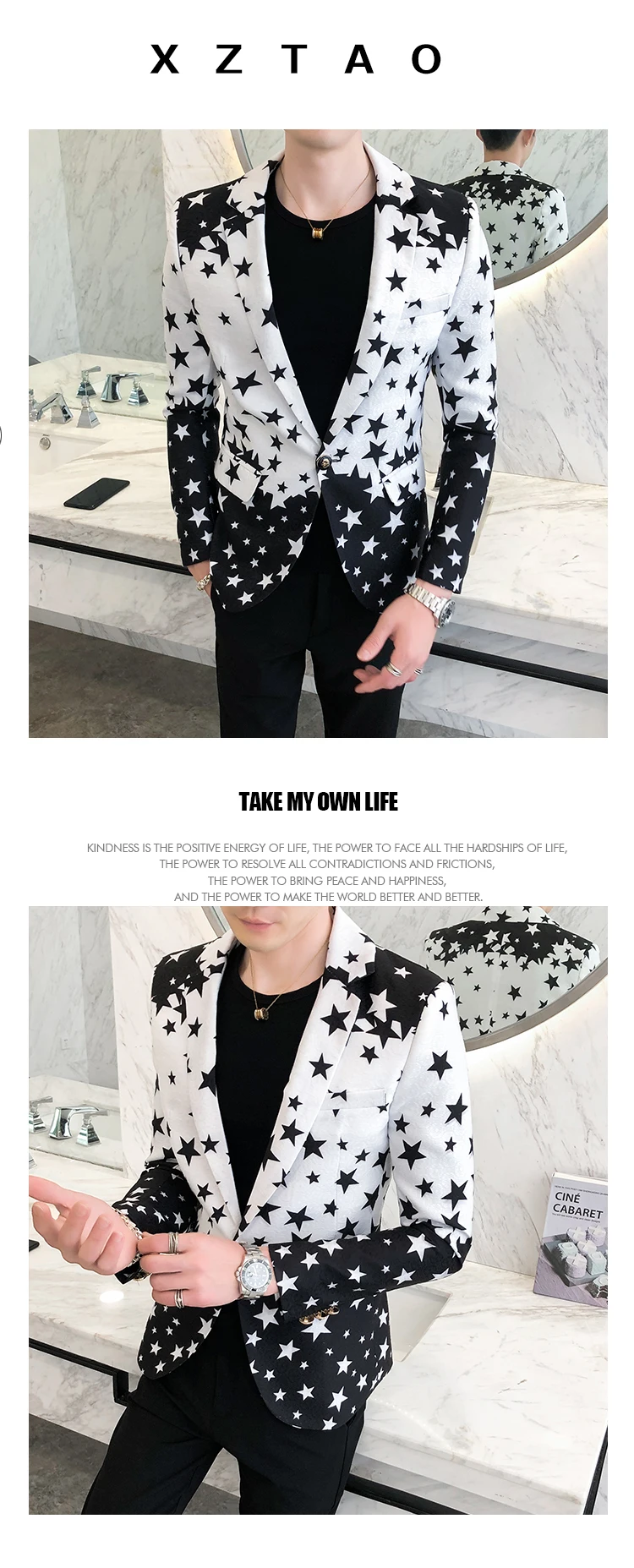 Star Print Slim Fit Blazers 2026 New Men's Club Dress Groom Tuxedo Men's Formal Wedding Prom Suit Jacket Brand Costume Homme