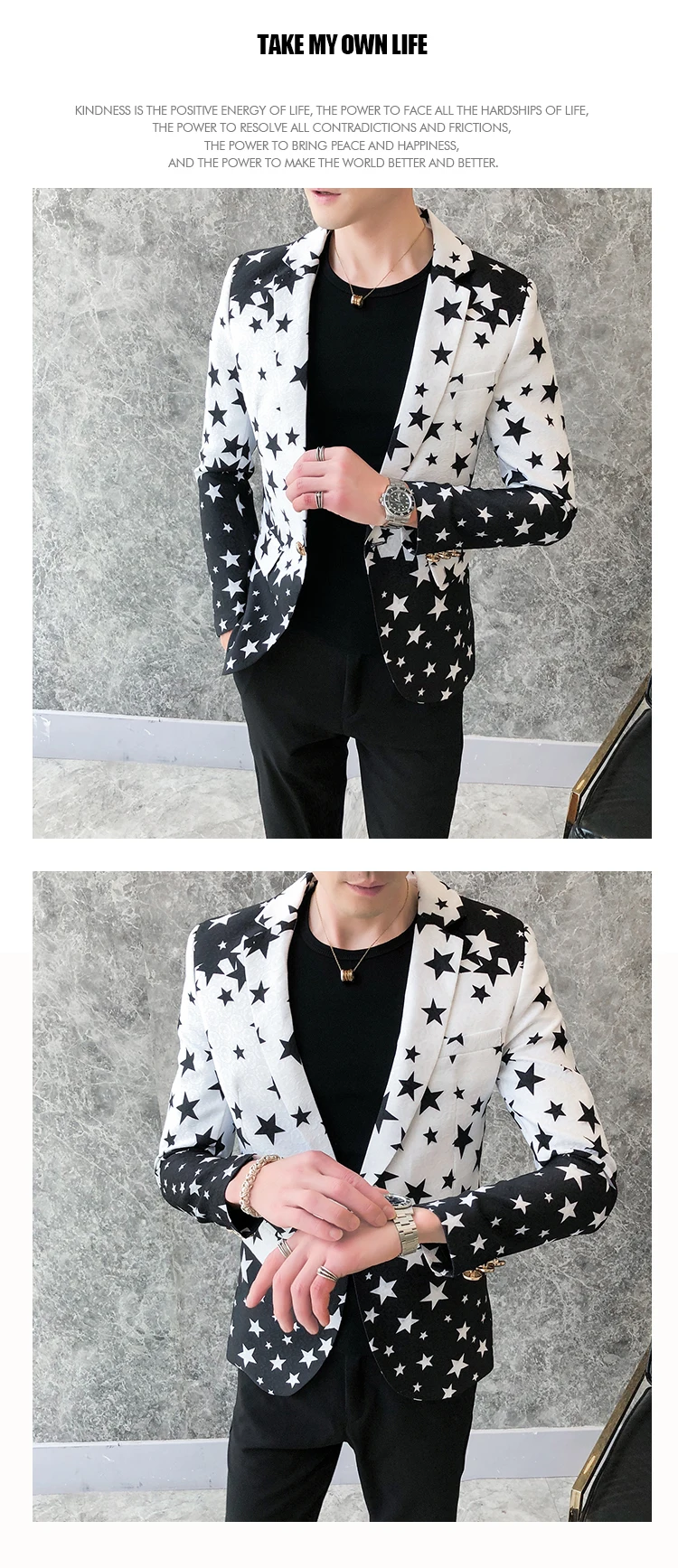 Star Print Slim Fit Blazers 2026 New Men's Club Dress Groom Tuxedo Men's Formal Wedding Prom Suit Jacket Brand Costume Homme