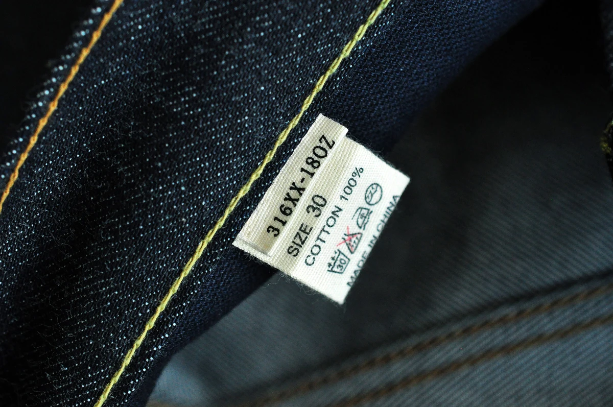 Saucezhan 316XX-18OZ Mens Jeans Selvedge Denim Jeans Raw Denim Straight Thick Autumn and Winter Vintage Jeans Pants