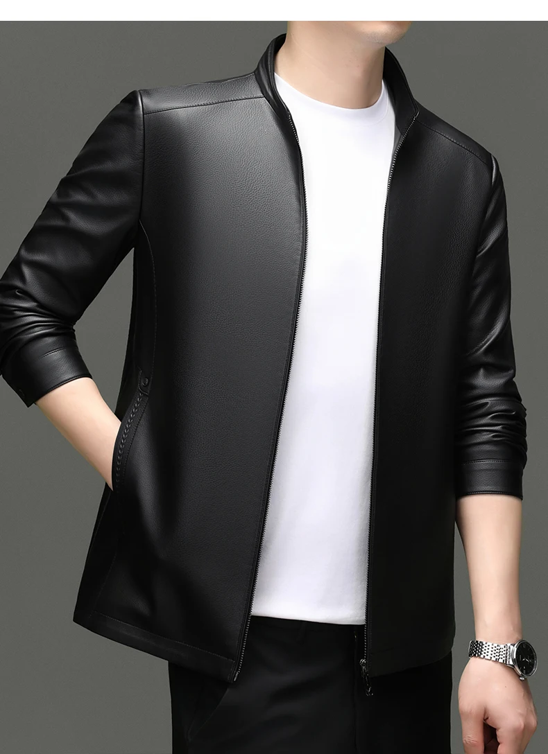 YN-2581 Spring And Autumn New Men's Genuine Leather Coat, Fur Integrated, Casual Natural Sheepskin Coat, Winter Thickened Top