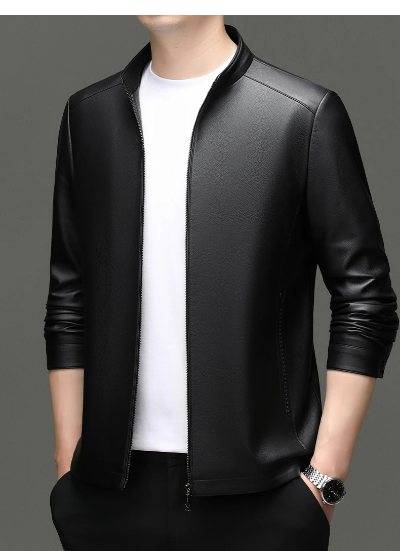 YN-2581 Spring And Autumn New Men's Genuine Leather Coat, Fur Integrated, Casual Natural Sheepskin Coat, Winter Thickened Top