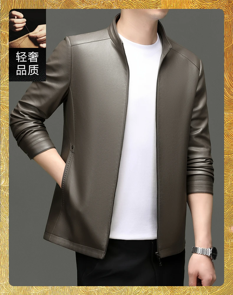 YN-2581 Spring And Autumn New Men's Genuine Leather Coat, Fur Integrated, Casual Natural Sheepskin Coat, Winter Thickened Top
