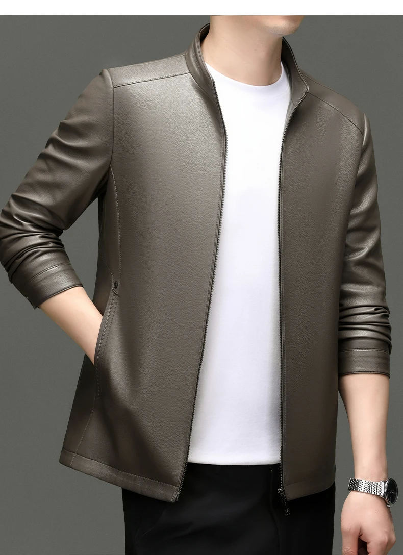 YN-2581 Spring And Autumn New Men's Genuine Leather Coat, Fur Integrated, Casual Natural Sheepskin Coat, Winter Thickened Top