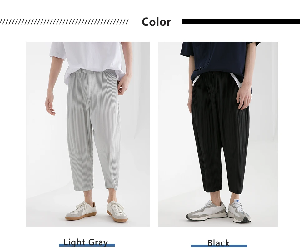 Miyake Pleated Pants Harem Pants Men Japanese Streetwear Men Casual Baggy Trousers For Men Fashion Breathable Low-crotch Pants