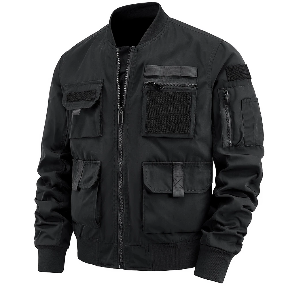 Spring And Autumn New Men's Jacket Solid Color Multi-Pocket Zipper Jacket Fashion Simple Casual Versatile Mening's Clothing