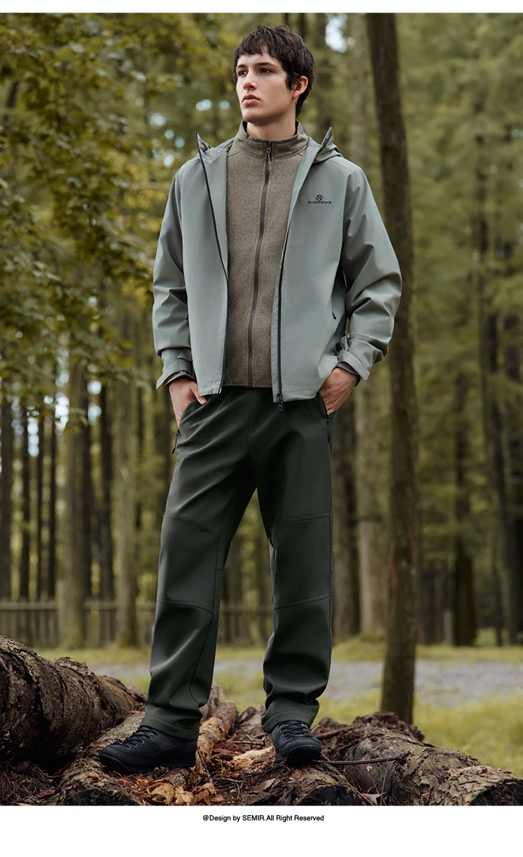 Semir Casual Pants Men Fleece Lined Three-Resistant Outdoor Long Pants 2025 Winter New Straight Leg Elastic Waist Versatile