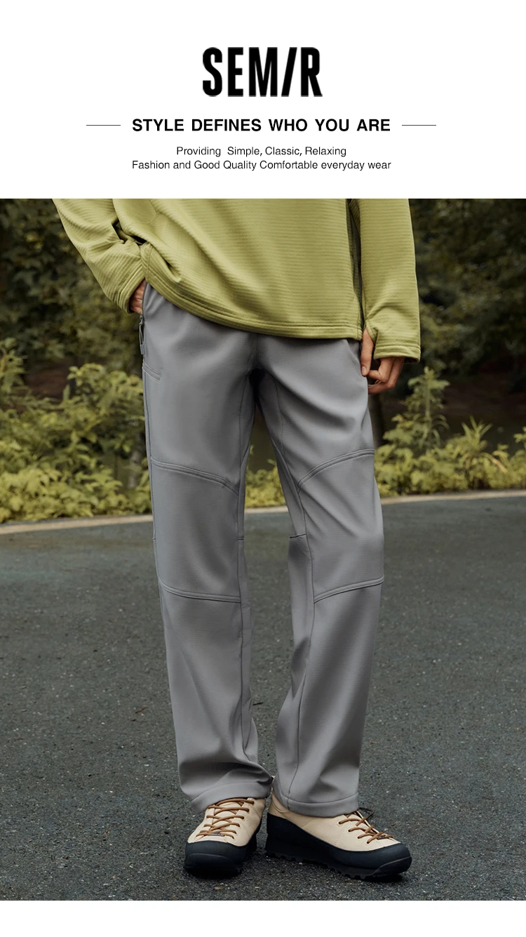 Semir Casual Pants Men Fleece Lined Three-Resistant Outdoor Long Pants 2025 Winter New Straight Leg Elastic Waist Versatile
