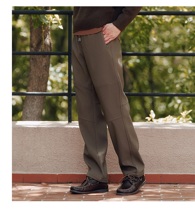 Semir Casual Pants Men Fleece Lined Three-Resistant Outdoor Long Pants 2025 Winter New Straight Leg Elastic Waist Versatile