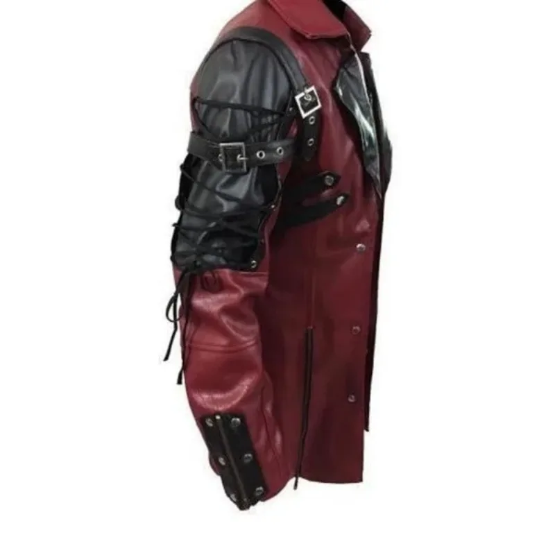 New Steampunk Men's Gothic Trench Coat Leather Jacket Punk Style Biker Jacke Autumn Winter Motocycle Jacket