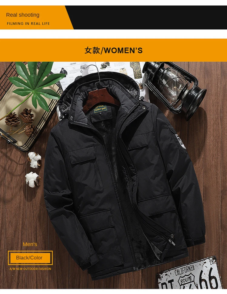 2026 9XL Mens Winter Jacket Fleece Lining Zip Hood Warm Parka Male Large Size Waterproof Big Extra Plus 8XL Windbreaker Mountain