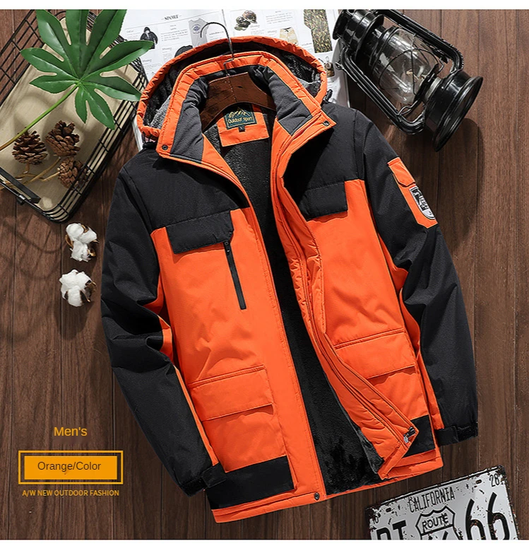 2026 9XL Mens Winter Jacket Fleece Lining Zip Hood Warm Parka Male Large Size Waterproof Big Extra Plus 8XL Windbreaker Mountain