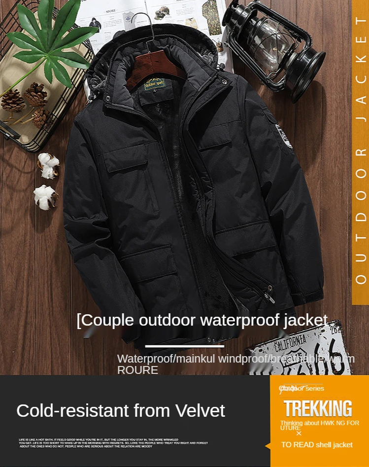 2026 9XL Mens Winter Jacket Fleece Lining Zip Hood Warm Parka Male Large Size Waterproof Big Extra Plus 8XL Windbreaker Mountain