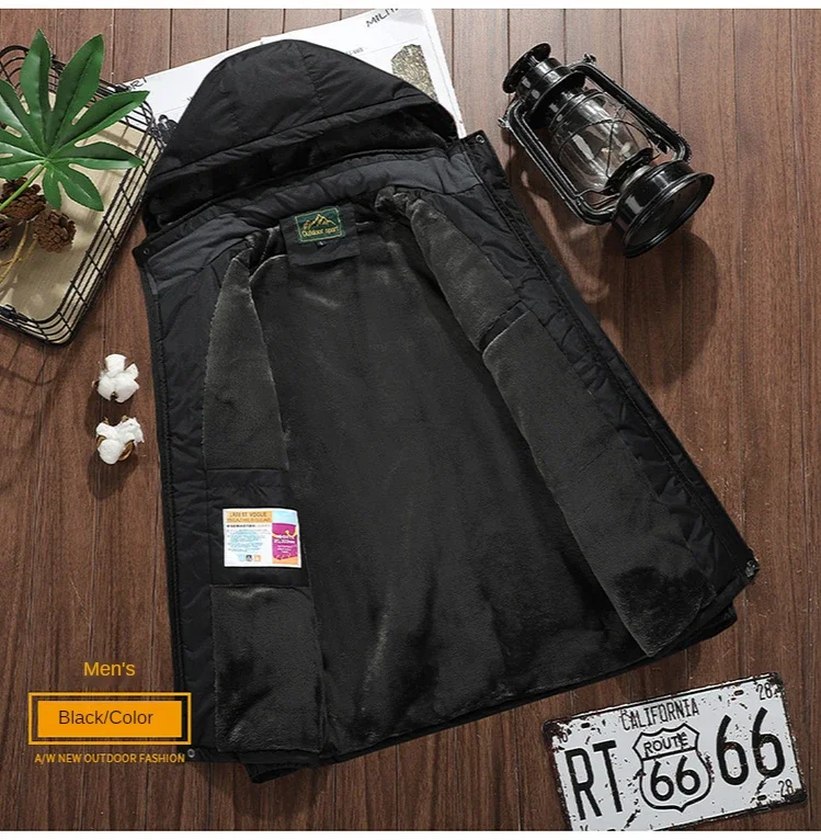 2026 9XL Mens Winter Jacket Fleece Lining Zip Hood Warm Parka Male Large Size Waterproof Big Extra Plus 8XL Windbreaker Mountain