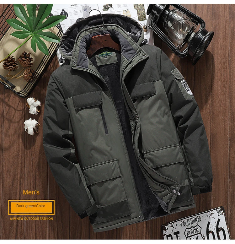 2026 9XL Mens Winter Jacket Fleece Lining Zip Hood Warm Parka Male Large Size Waterproof Big Extra Plus 8XL Windbreaker Mountain
