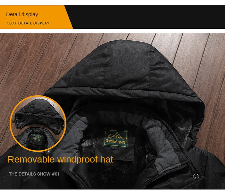 2026 9XL Mens Winter Jacket Fleece Lining Zip Hood Warm Parka Male Large Size Waterproof Big Extra Plus 8XL Windbreaker Mountain