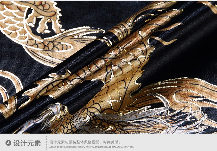 Creative Golden Yellow Dragon Shirts For Men Long Sleeved Casual Autumn High Quality Smooth Comfortable Velour Camisas De Hombre