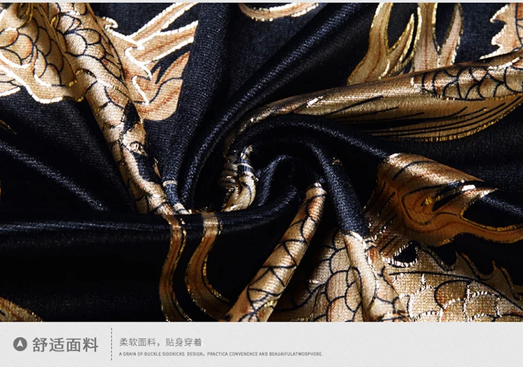 Creative Golden Yellow Dragon Shirts For Men Long Sleeved Casual Autumn High Quality Smooth Comfortable Velour Camisas De Hombre