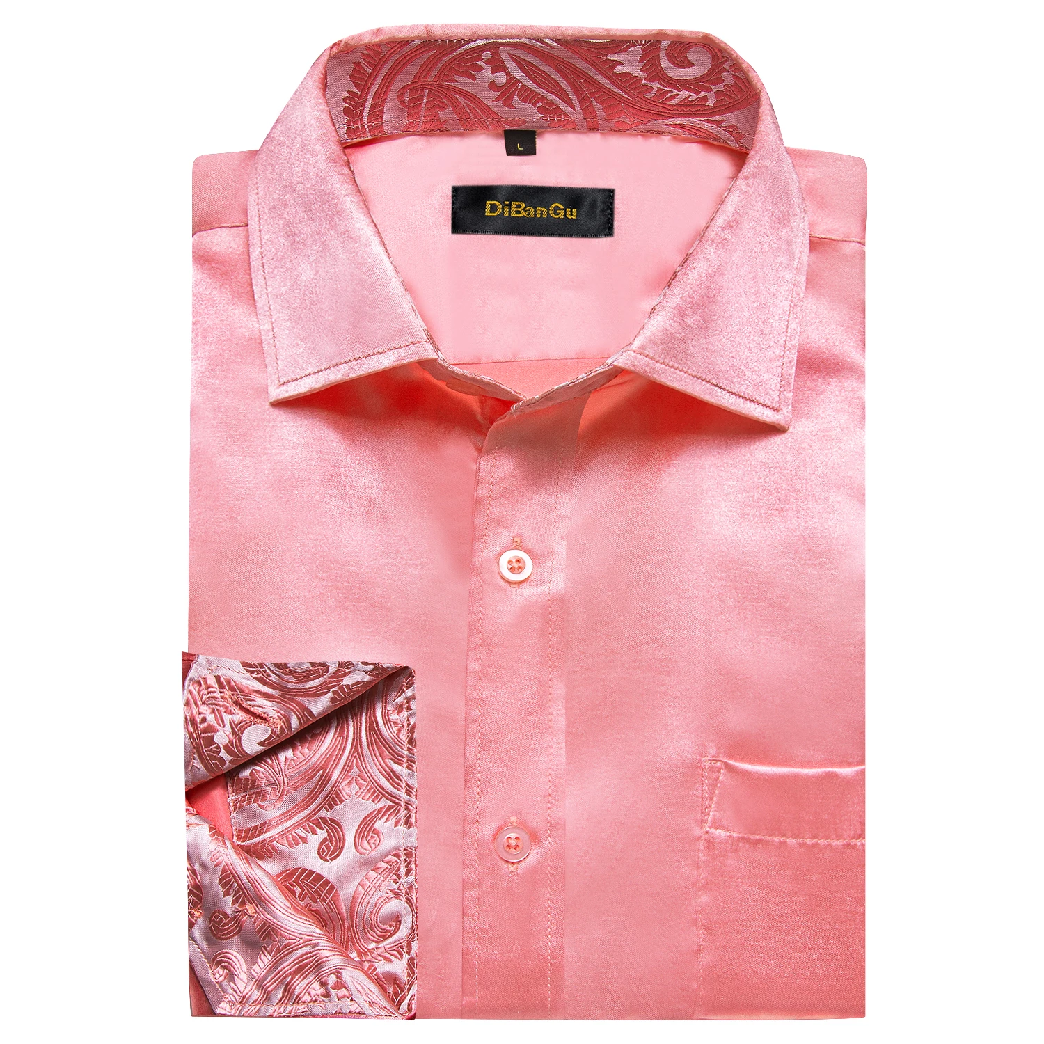 Luxury Elegant Dress Shirts for Men Stretch Satin Long Sleeve Casual Social Shirt Designer Contrasting Paisley Clothing