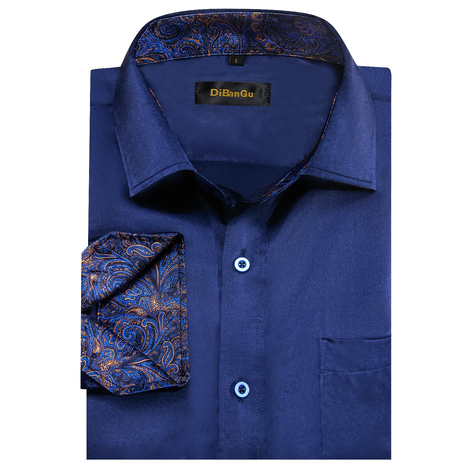 Luxury Elegant Dress Shirts for Men Stretch Satin Long Sleeve Casual Social Shirt Designer Contrasting Paisley Clothing