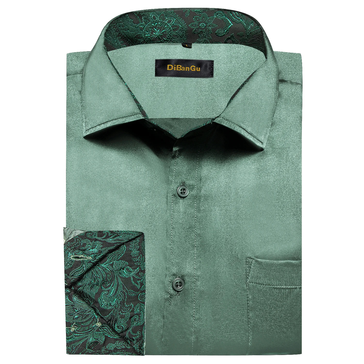 Luxury Elegant Dress Shirts for Men Stretch Satin Long Sleeve Casual Social Shirt Designer Contrasting Paisley Clothing