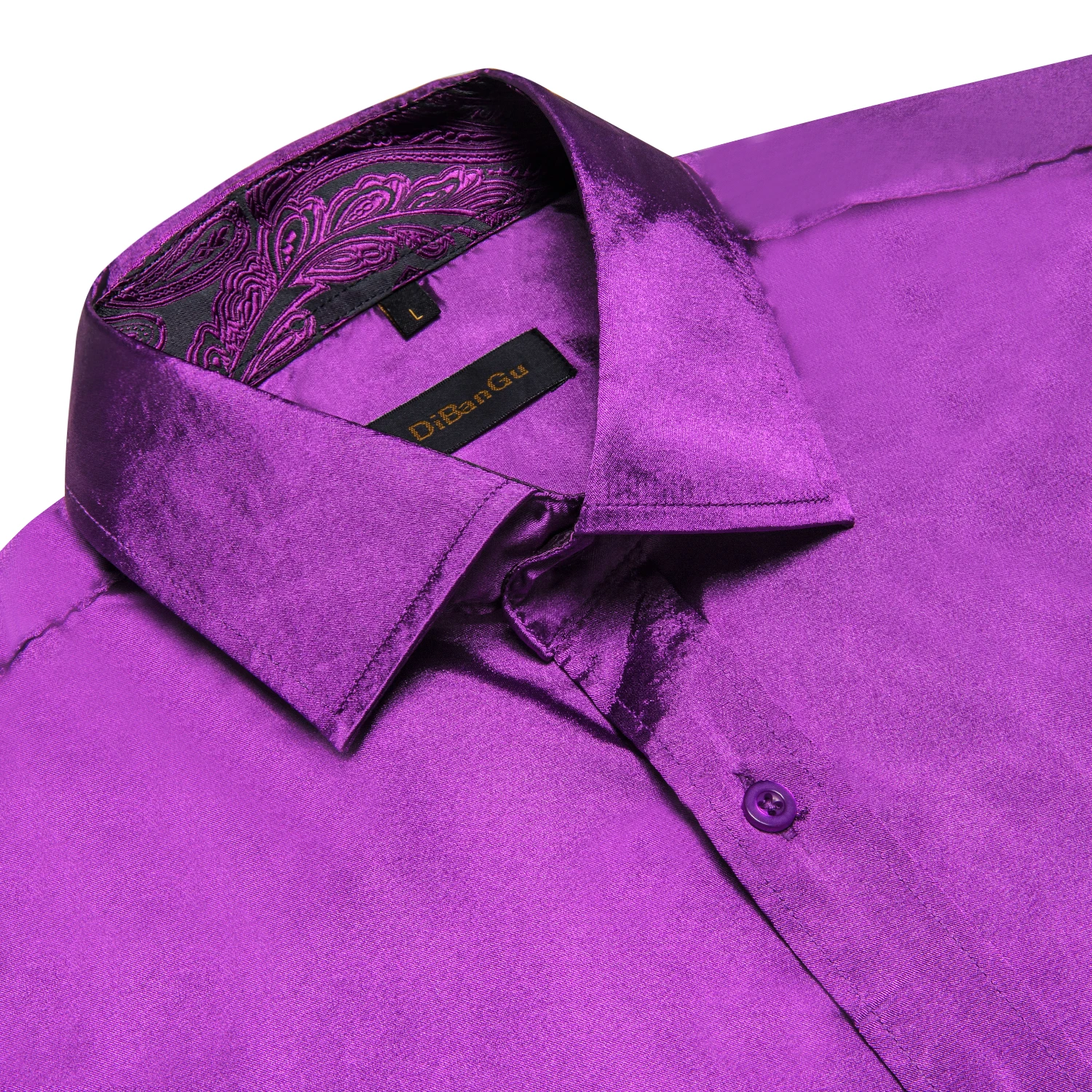 Luxury Elegant Dress Shirts for Men Stretch Satin Long Sleeve Casual Social Shirt Designer Contrasting Paisley Clothing