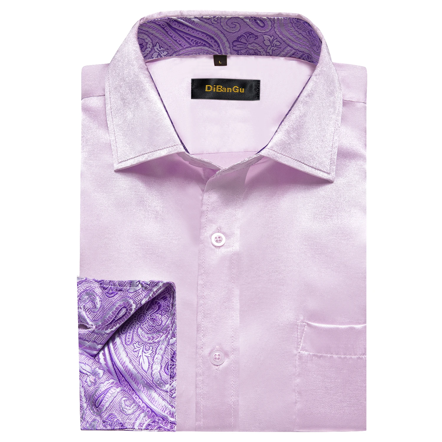 Luxury Elegant Dress Shirts for Men Stretch Satin Long Sleeve Casual Social Shirt Designer Contrasting Paisley Clothing