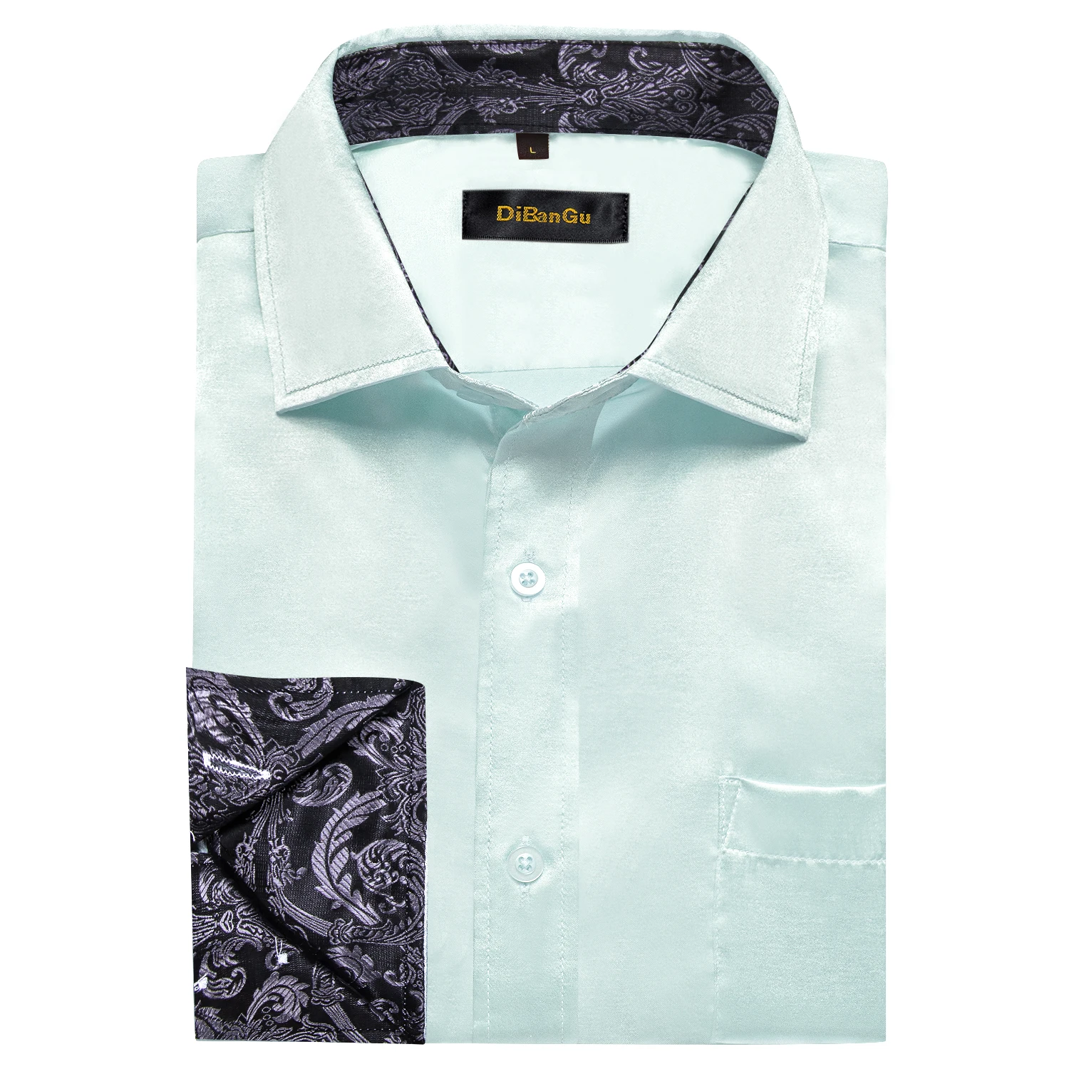 Luxury Elegant Dress Shirts for Men Stretch Satin Long Sleeve Casual Social Shirt Designer Contrasting Paisley Clothing