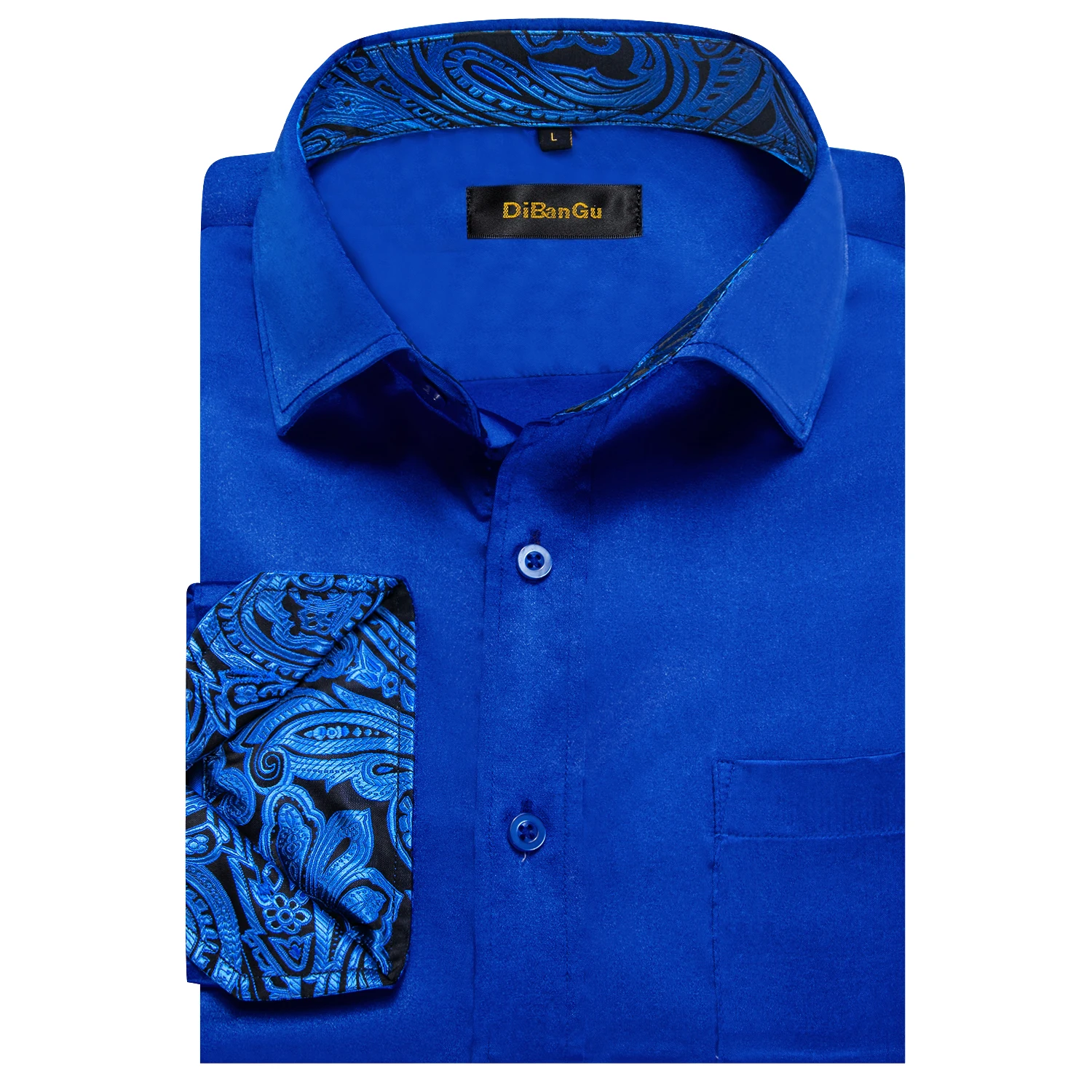 Luxury Elegant Dress Shirts for Men Stretch Satin Long Sleeve Casual Social Shirt Designer Contrasting Paisley Clothing