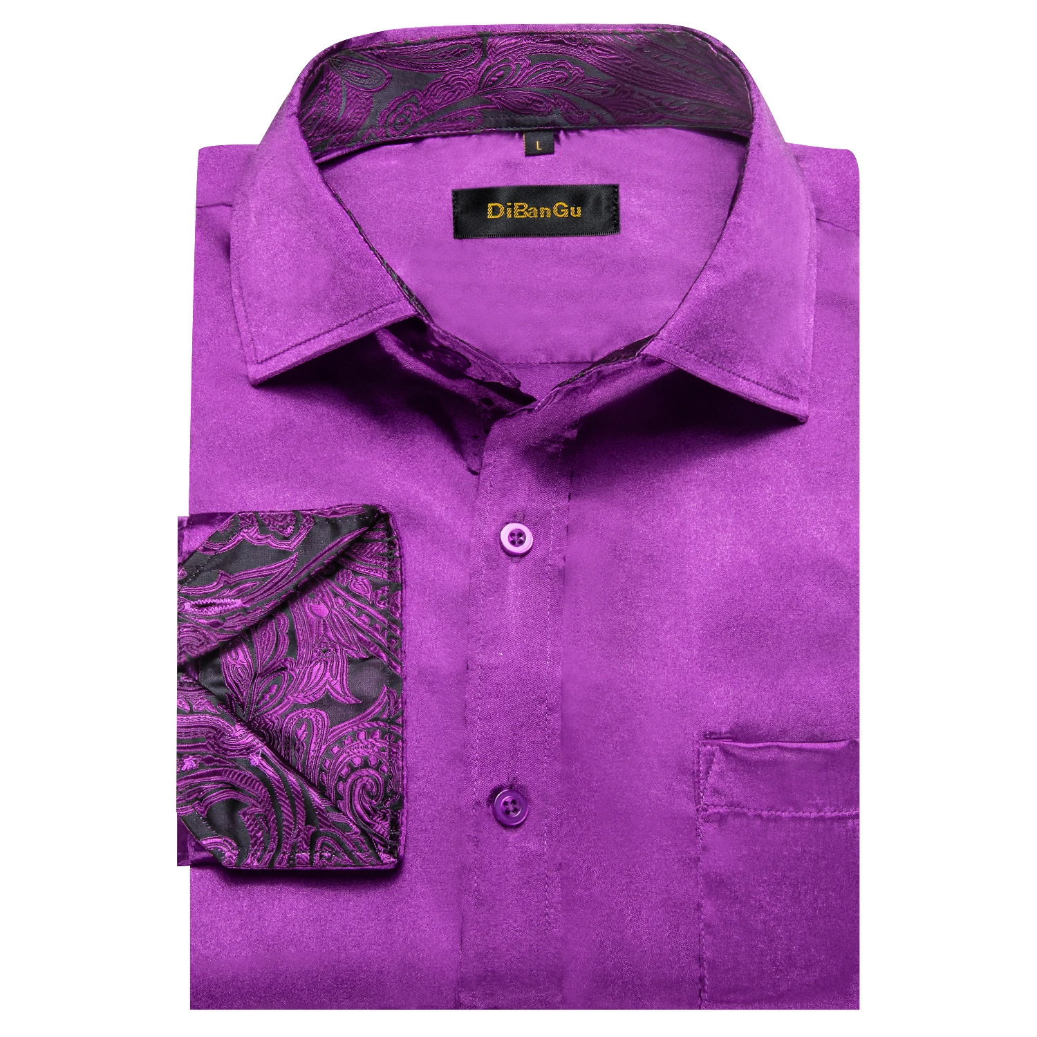 Luxury Elegant Dress Shirts for Men Stretch Satin Long Sleeve Casual Social Shirt Designer Contrasting Paisley Clothing