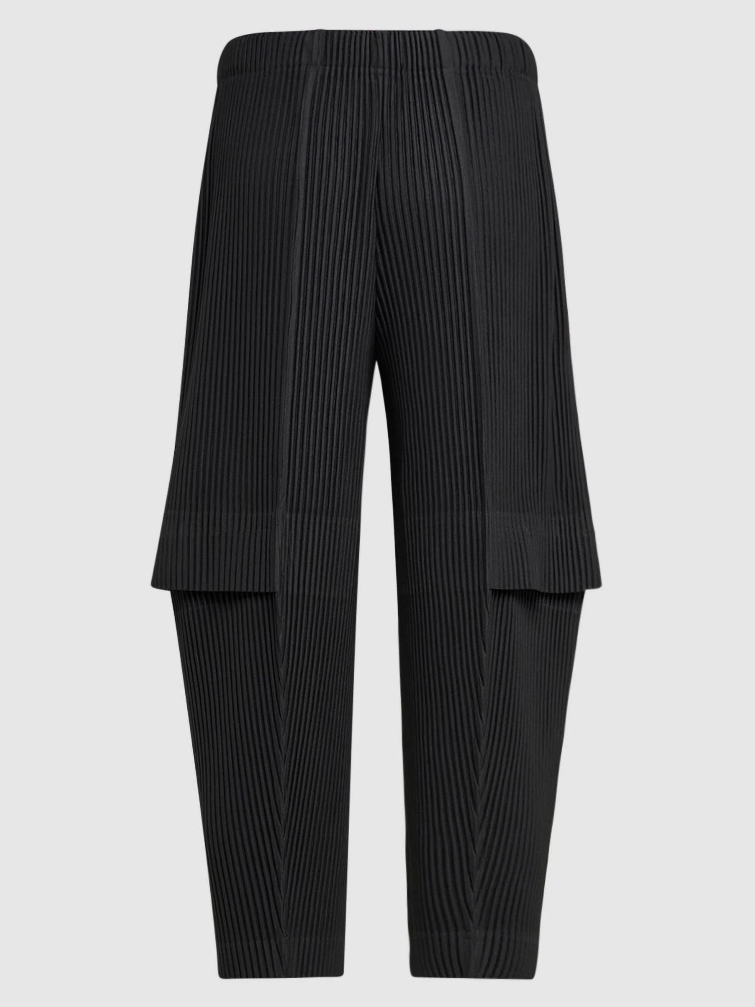Miyake Pleated Men Cargo Pants Pleated Straight Pants Loose Overalls Men Baggy Black Trousers Fashion Casual Streetwear Pants