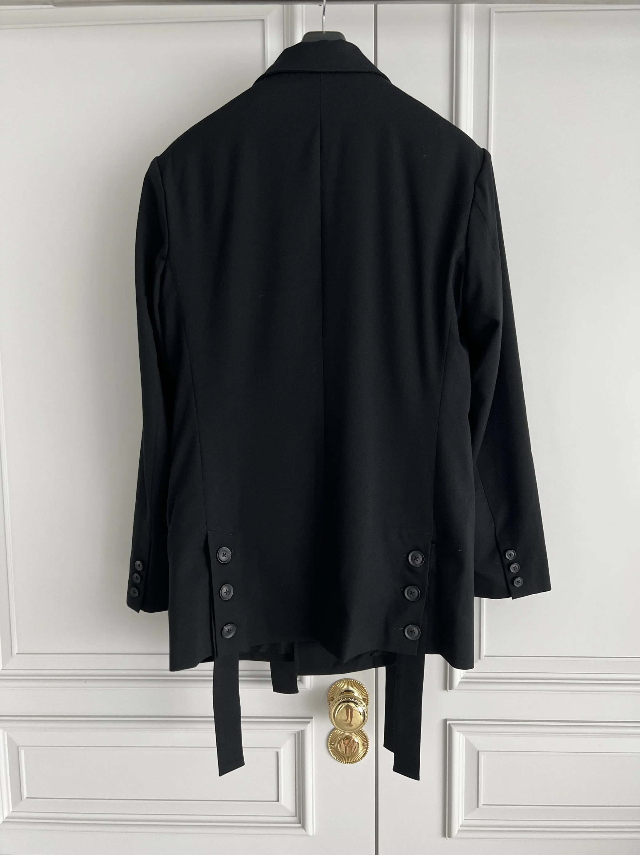 TOP-YAMAMOTO original design lace-up capsule wool multi-button fabric striped double-breasted suit jacket