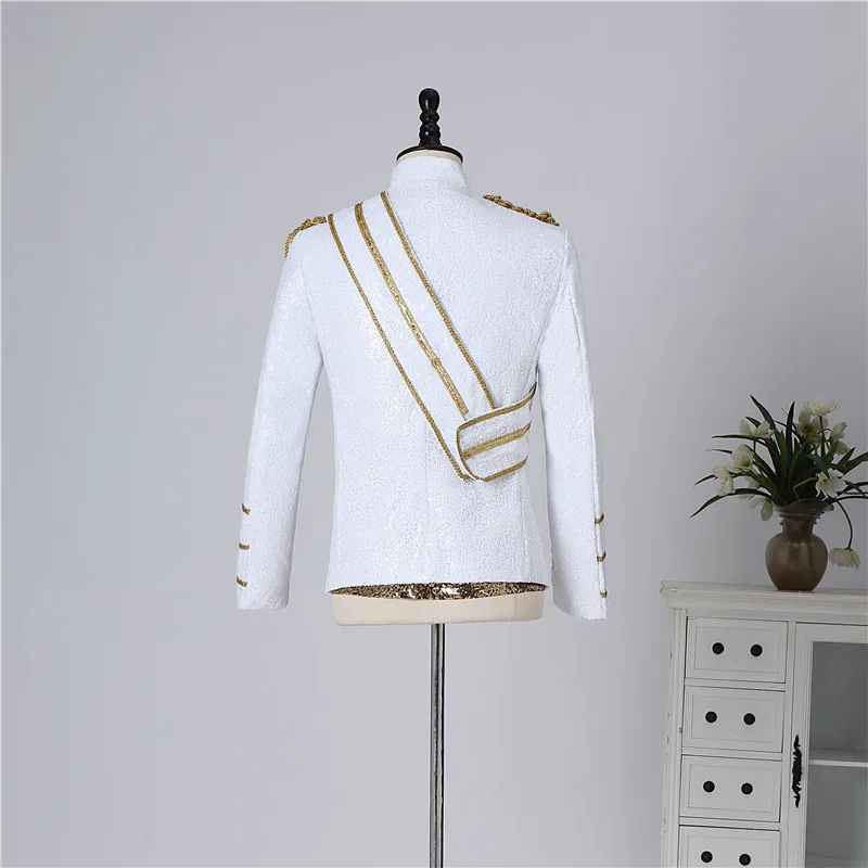 Blazer Sequined Performance Outfit for Outdoor Casual Male Banquet Guest Band Rock Singer Clothing Stand-up Collar Men's Blazer