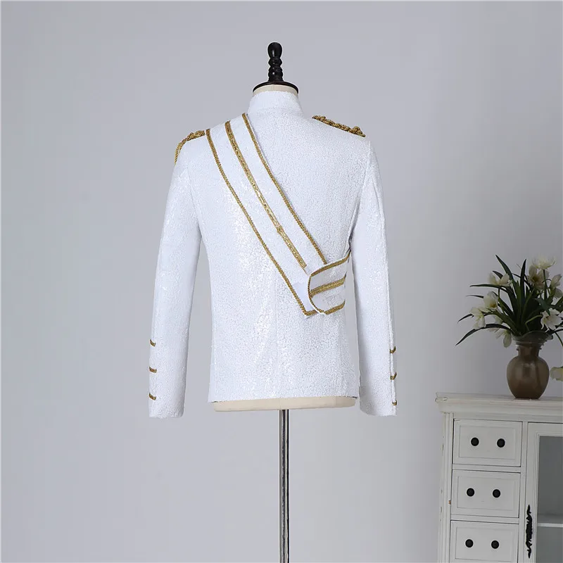 Blazer Sequined Performance Outfit for Outdoor Casual Male Banquet Guest Band Rock Singer Clothing Stand-up Collar Men's Blazer