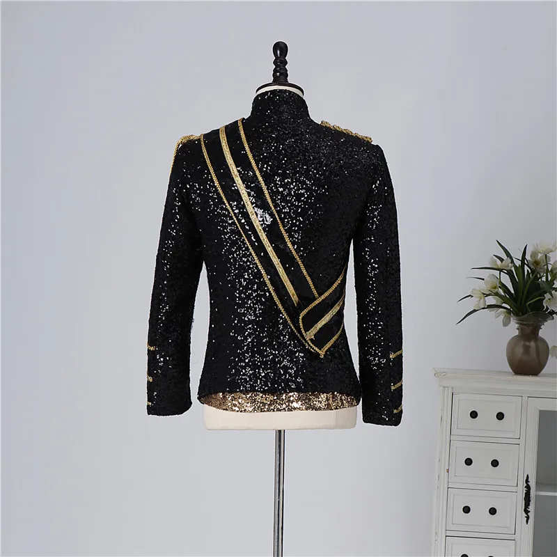 Blazer Sequined Performance Outfit for Outdoor Casual Male Banquet Guest Band Rock Singer Clothing Stand-up Collar Men's Blazer