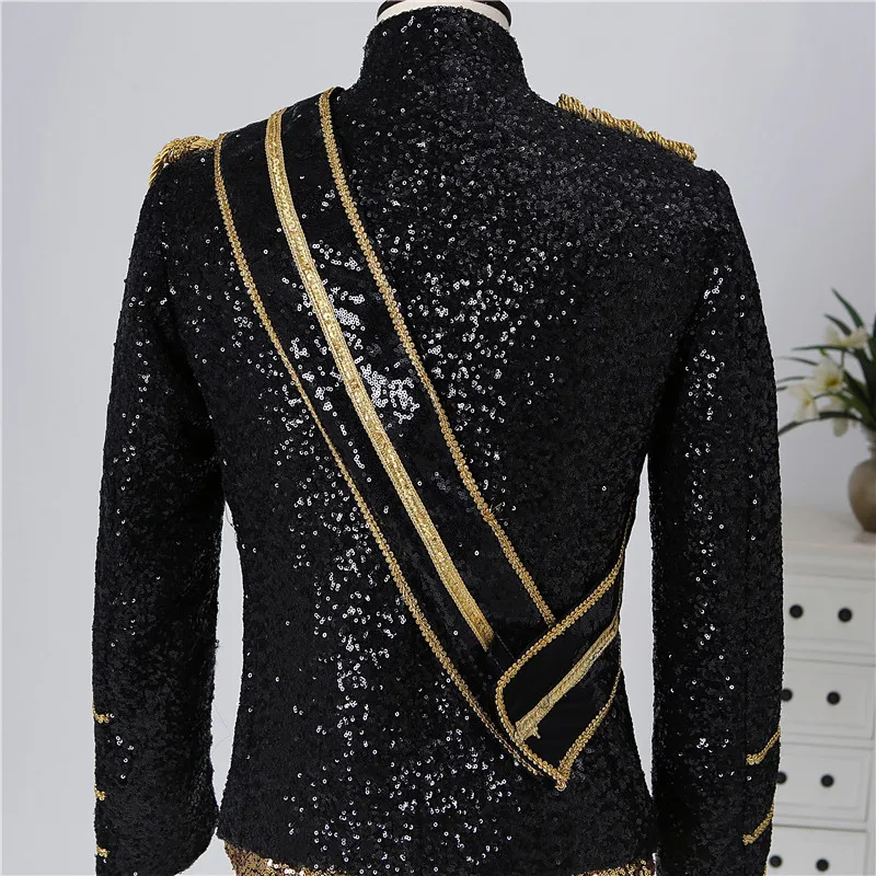 Blazer Sequined Performance Outfit for Outdoor Casual Male Banquet Guest Band Rock Singer Clothing Stand-up Collar Men's Blazer