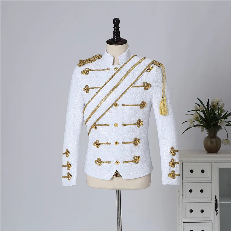 Blazer Sequined Performance Outfit for Outdoor Casual Male Banquet Guest Band Rock Singer Clothing Stand-up Collar Men's Blazer