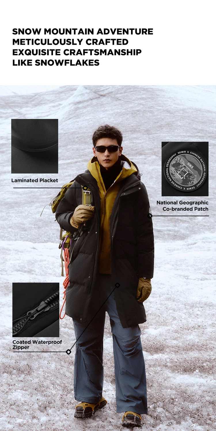 Semir Down Jacket Men Long Length 2026 New Winter Outerwear Waterproof and Warm Outdoor Travel Outerwear