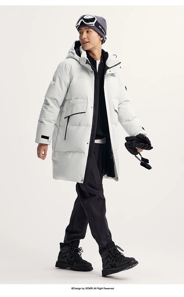 Semir Down Jacket Men Long Length 2026 New Winter Outerwear Waterproof and Warm Outdoor Travel Outerwear