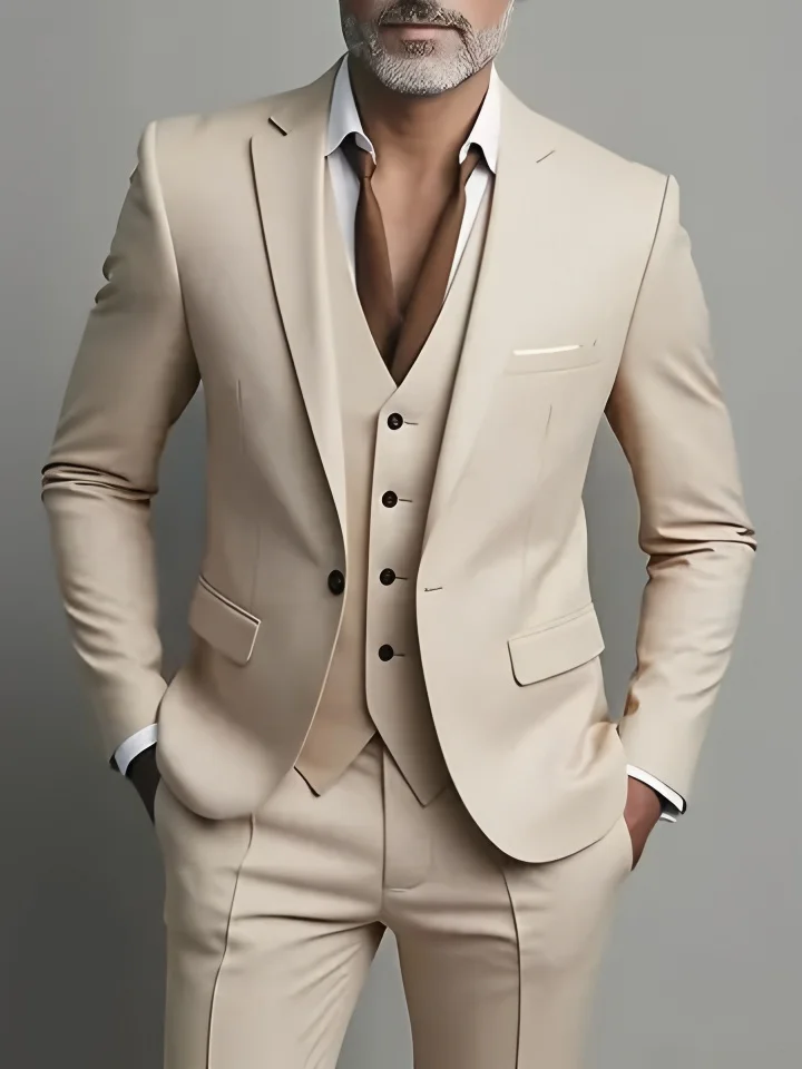 Men's Business Casual Suit for Weddings, Genuine Blazer, Vest and Pants, Big & Tall,Slim Fit Waistcoat, Dress Trousers, US Size