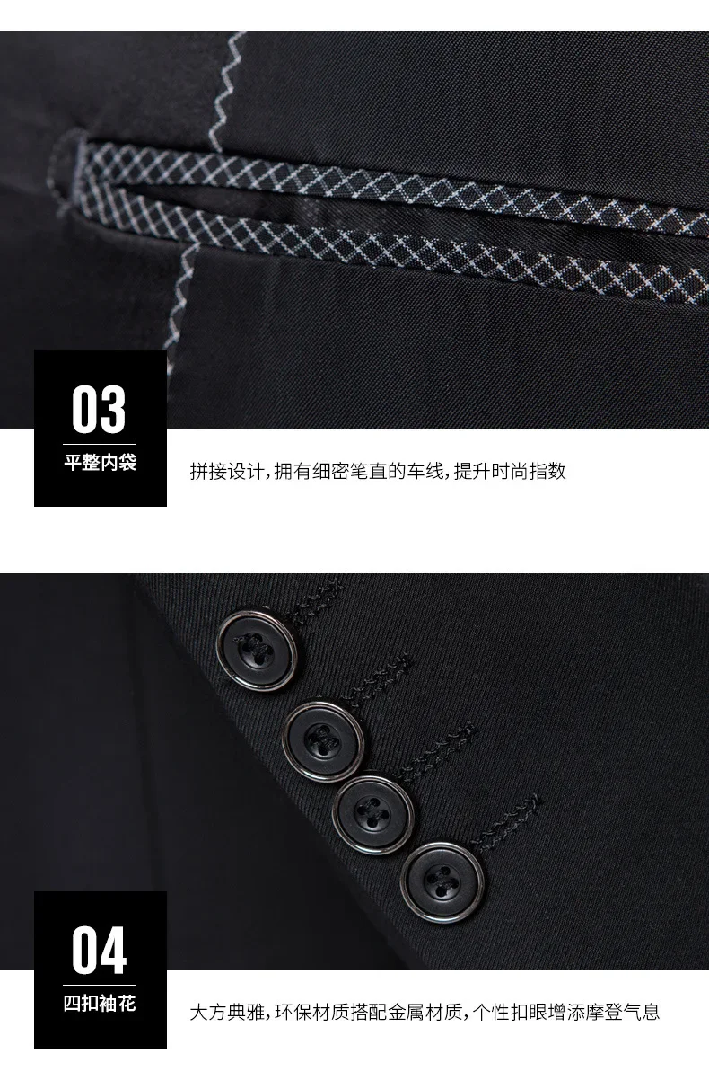 Men's Lapel Black Suit Set Coat Vest Trousers / Business Groomsmen Groom Wedding Dress Fprmal Blazer Pants