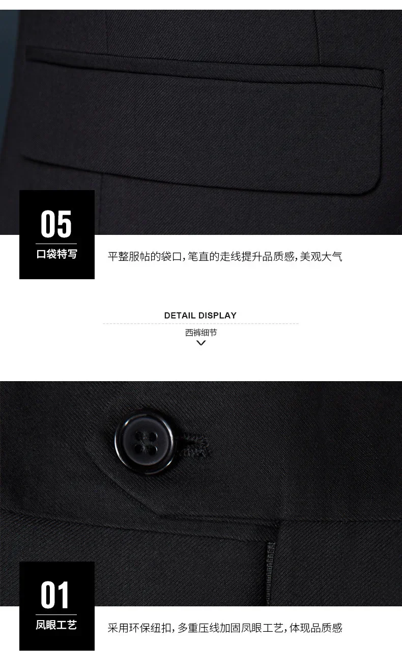 Men's Lapel Black Suit Set Coat Vest Trousers / Business Groomsmen Groom Wedding Dress Fprmal Blazer Pants