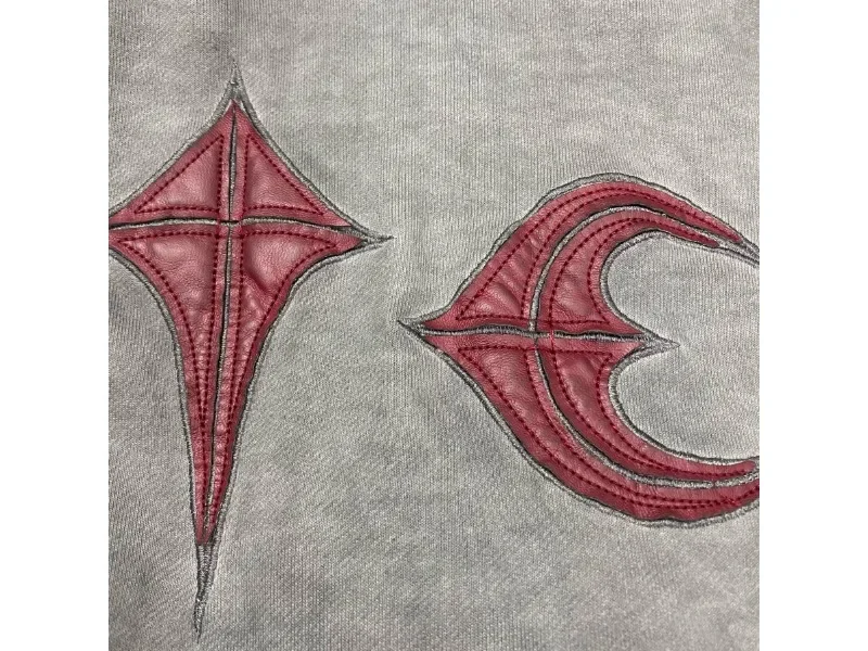 Hip Hop Thug Club Hole Damaged Hoodie Embroidery Red Leather Moon Star Ptach Pattern Sweatshirts Men Women Wash Pullovers Hoody