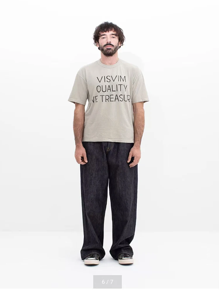 26SS Visvim Stitch Box Label T Shirt Japan Men Women High Quality Simple Print Label Short Sleeve Loose T-shirt Tops Tee