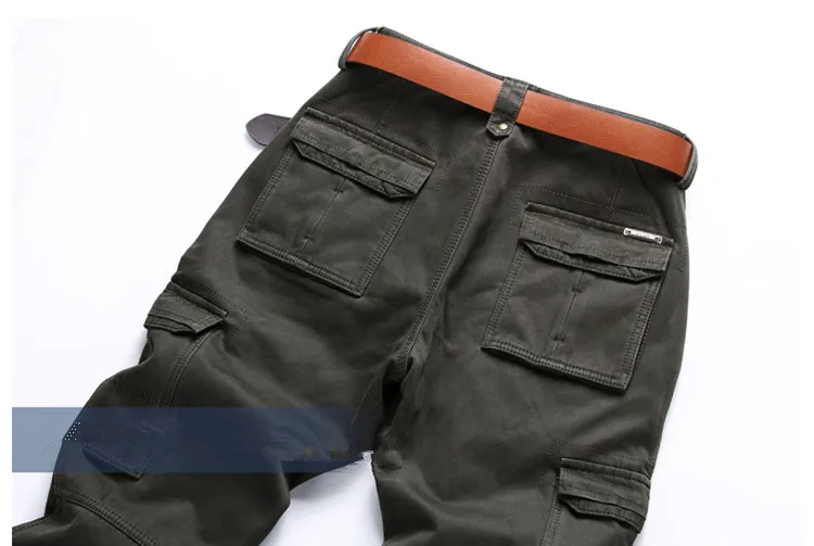 6 Pockets Fleece Warm Cargo Pants Men Clothing Thermal Work Casual Winter Pants For Men Green Black Khaki Trousers Male