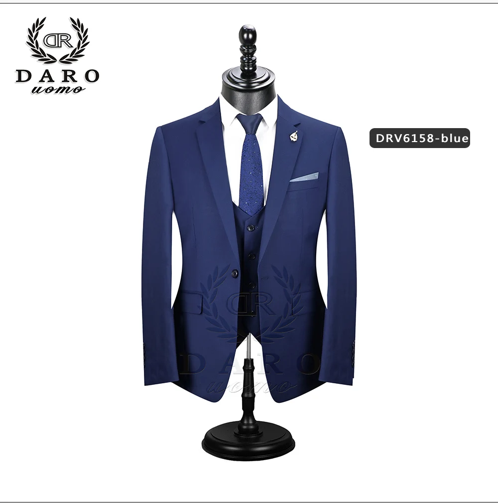 2026 DR DARO UOMO Men Suits Slim Fit for Business Work and Wedding Wear 3Pcs Set DRV6158